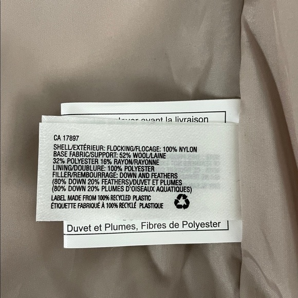 Gap Puffer Vest Medium Gray with Black Polka Dots Wool Blend Down Filled - Picture 3 of 9